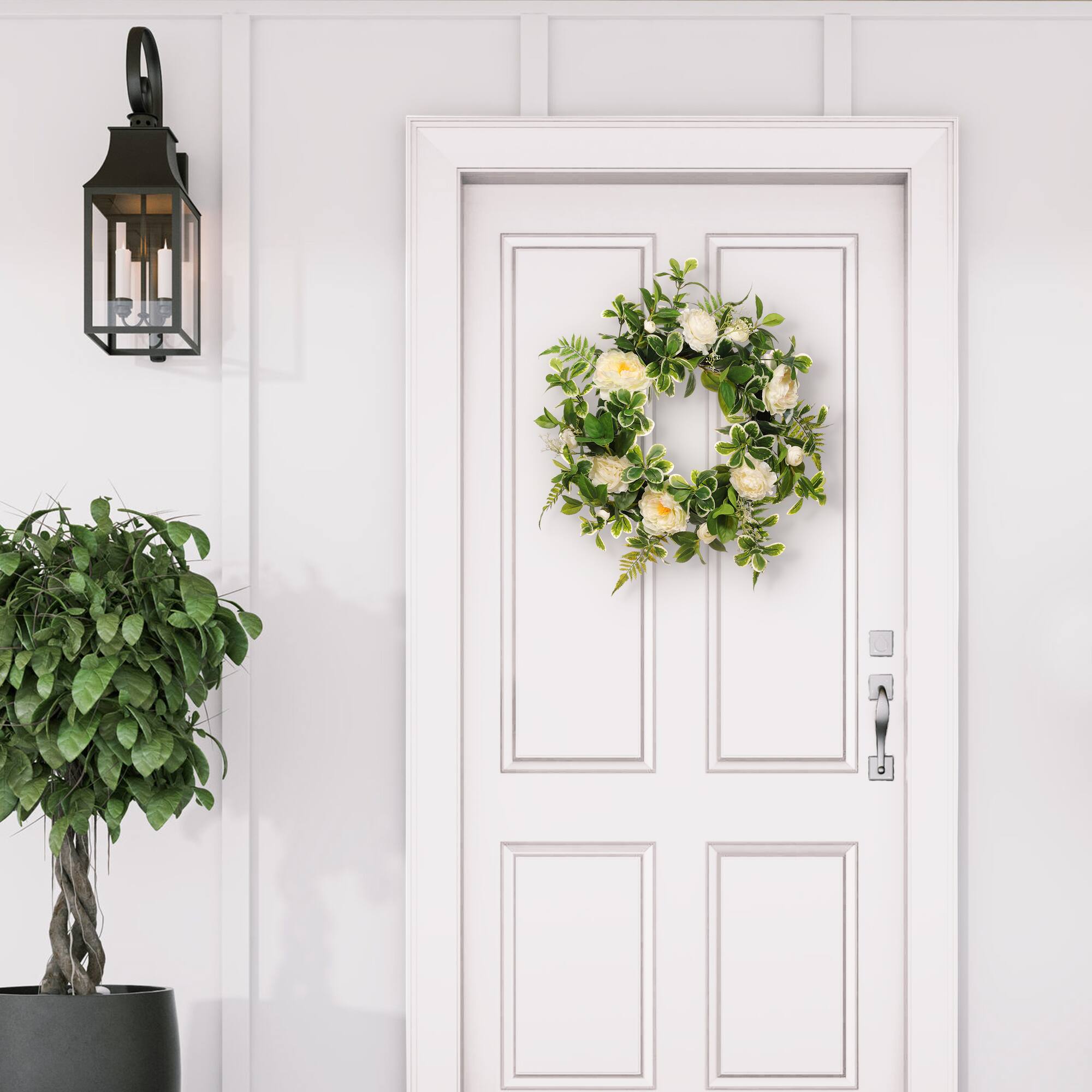 24" Spring Cream Peony & Camellia Wreath